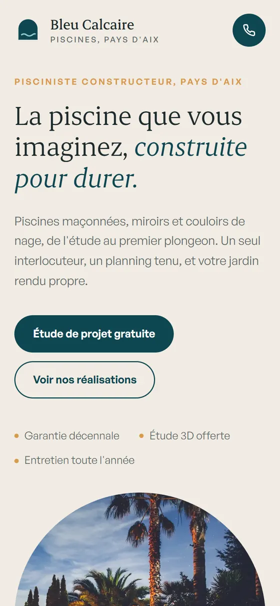 Le même site sur téléphone