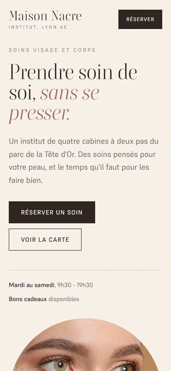 Le même site sur téléphone